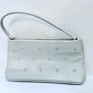 Y2K Silver Rhinestone Mini Bag | Cross Detail Shoulder Purse Wristlet Style